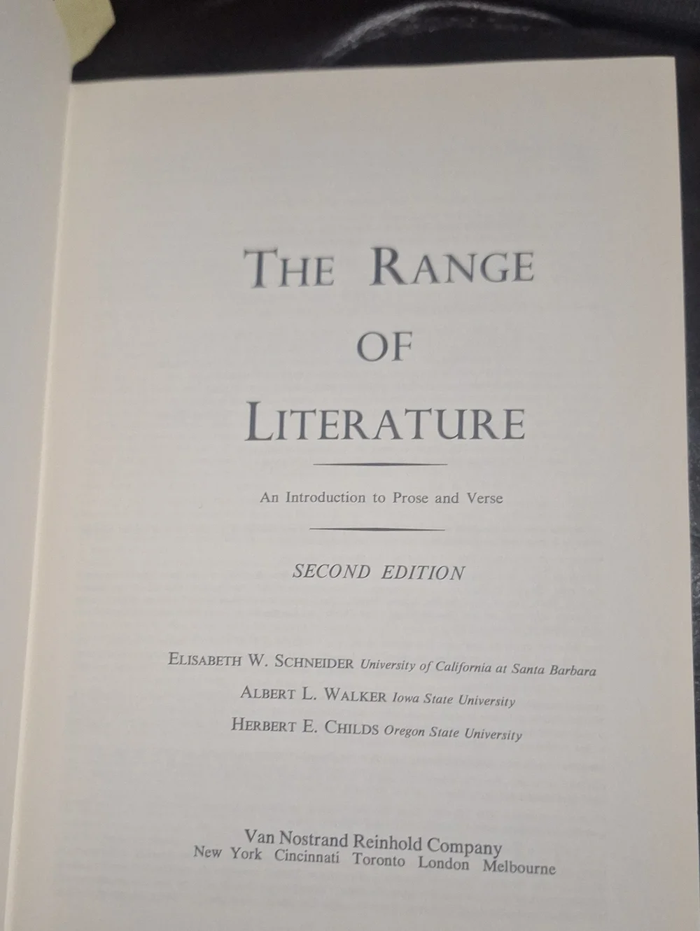 The Range of Literature Second Edition 1967